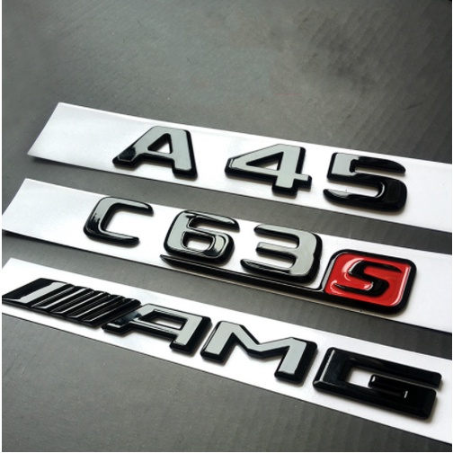 賓士 亮黑色徽標 CLA45 C63 E63 C43 CLS63 C250 AMG 汽車徽標徽章貼紙 尾標 後備箱標