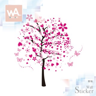 Wall Art 無痕創意壁貼 大尺寸貼紙 不傷牆 時尚設計 客廳餐廳沙發 居家佈置 愛心 大樹 愛情花漾樹 7165