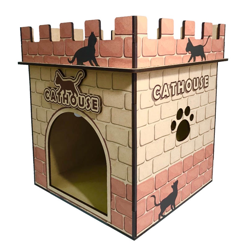 cathouse 手工木製貓屋城堡 台灣製 紐西蘭進口高級白芯板材 貓屋 貓窩 狗窩 寵物木屋 寵物窩 木製貓咪城堡