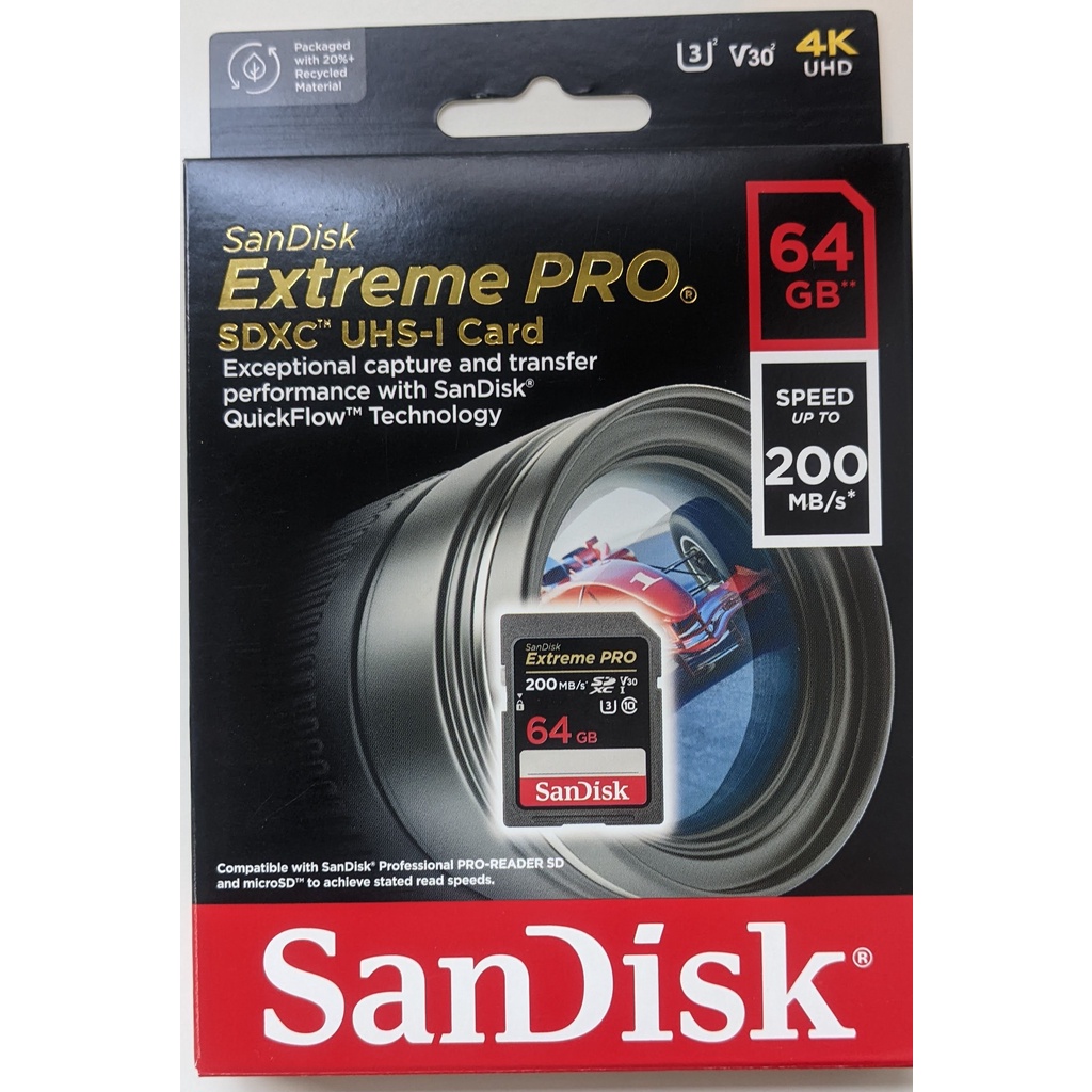 新版200MB 64G 高速專業相機 記憶卡 SanDIsk公司貨 SD Extreme Pro (U3/4K/V30)