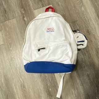 FILA 後背包 FILA LINEAR BACKPACK 拼接後背包 白色 藍色