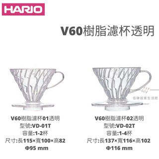 【54SHOP】日本製 HARIO V60樹脂濾杯 透明 錐形濾杯 VD-01T VD-02T 咖啡濾杯