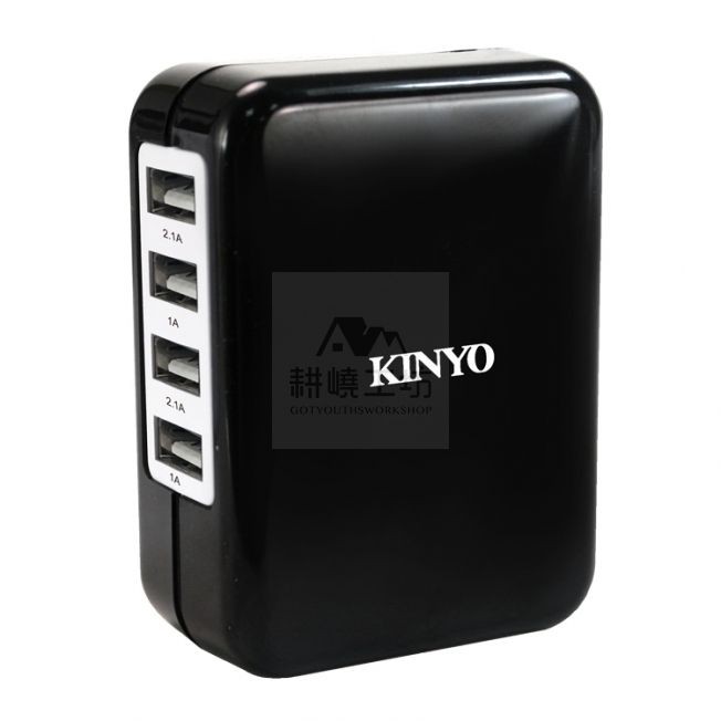 耐嘉 KINYO CUH-34 大電流 4.1A 四孔 USB 電源供應器 / 充電器 - 【耕嶢工坊】