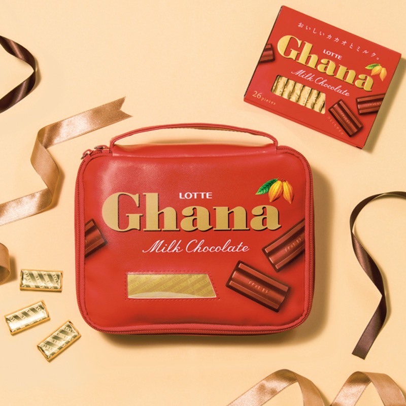 ☆AP'S日雜☆日文MOOK雜誌附錄【LOTTE Ghana  牛奶巧克力萬用收納包-紅】