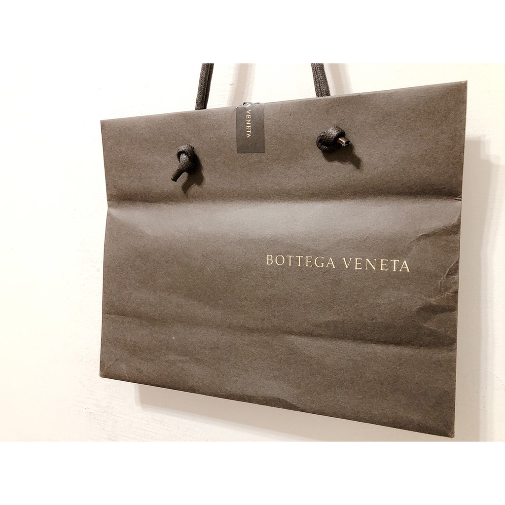 正品 Bottega Veneta 專櫃 紙袋 深咖啡色 咖啡金 皮質提帶 手提袋 購物袋 經典 防塵袋 保護袋
