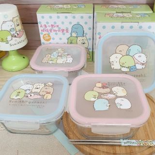 正版🥗角落小夥伴 方型玻璃餐盒 角落生物便當盒 食物保鮮盒 環保便當盒 臺灣製 700ml玻璃食物盒 白熊 微波餐盒