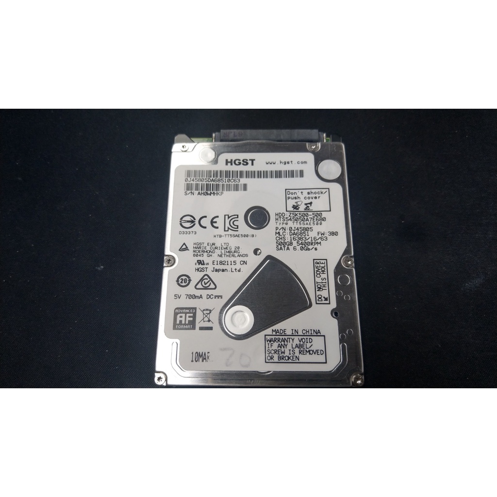 [羊咩咩3C] 二手品/HGST 2.5吋7mm 500G硬碟 / 型號：HTS545050A7E680