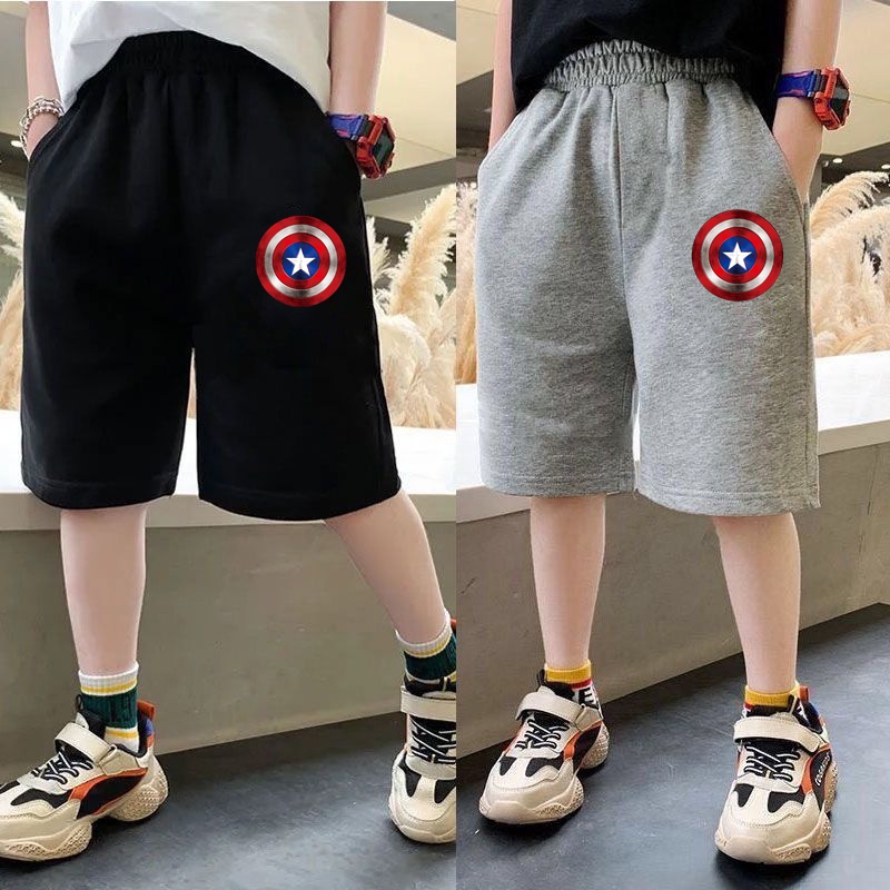 Marvel 美國隊長盾牌印花男童短褲運動褲兒童夏季超級英雄短褲半褲