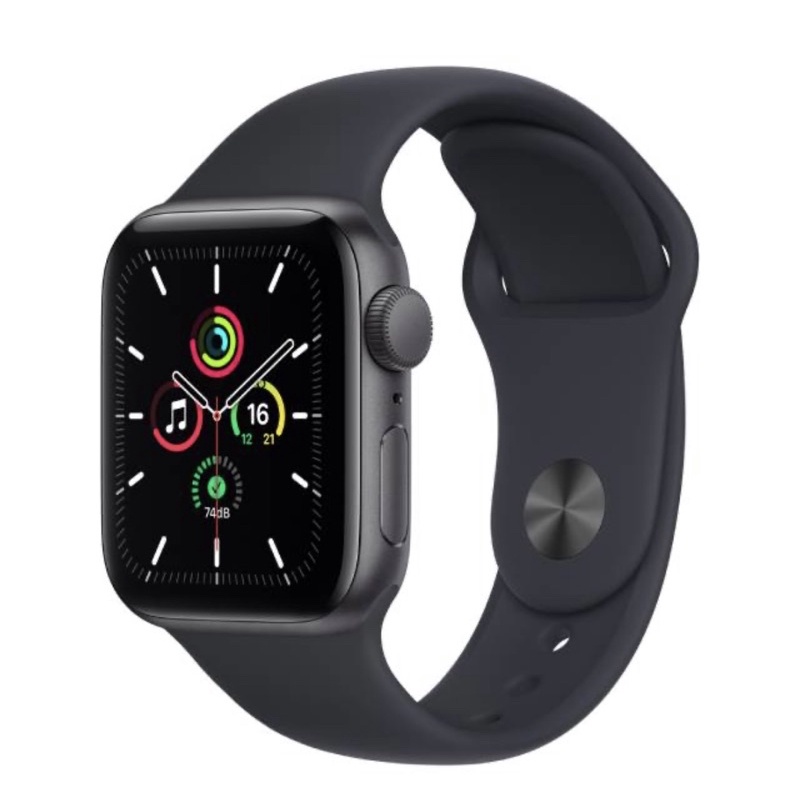 Apple Watch SE GPS 44mm 太空灰色鋁金屬錶殼搭配午夜黑色運動型錶帶