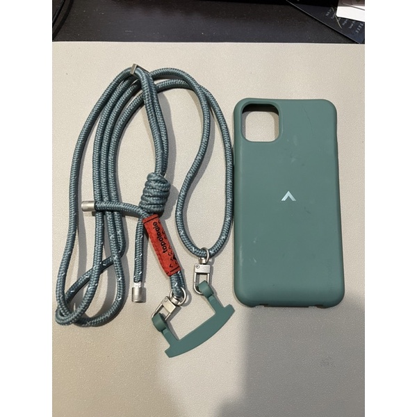 Topologie Dolomites 繩索背帶 掛繩手機殼 二手 iPhone 11pro max/ 藍綠 6.0mm