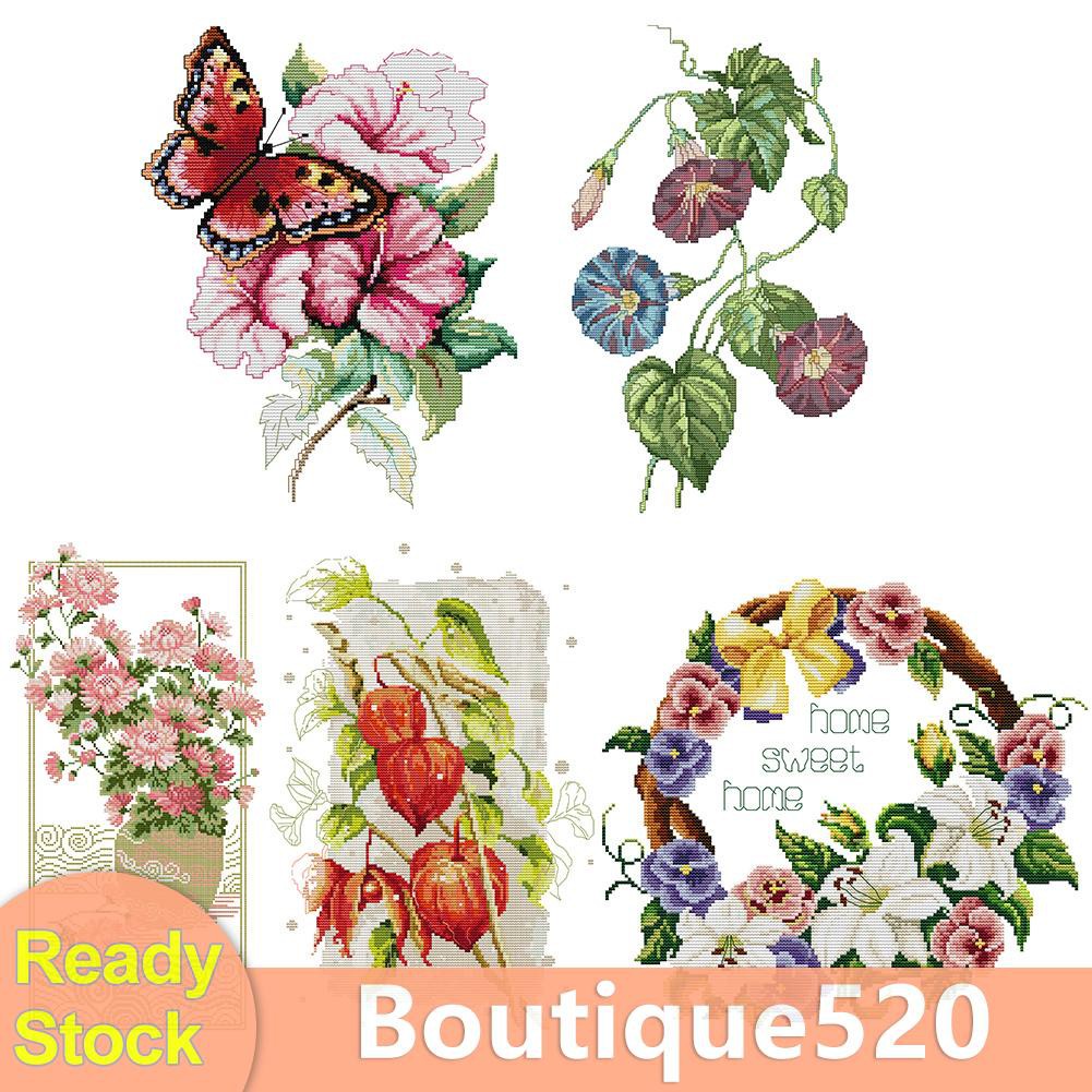 Bou Diy 藝術十字繡套裝 用於刺繡套件花朵系列圖案家居裝飾 蝦皮購物