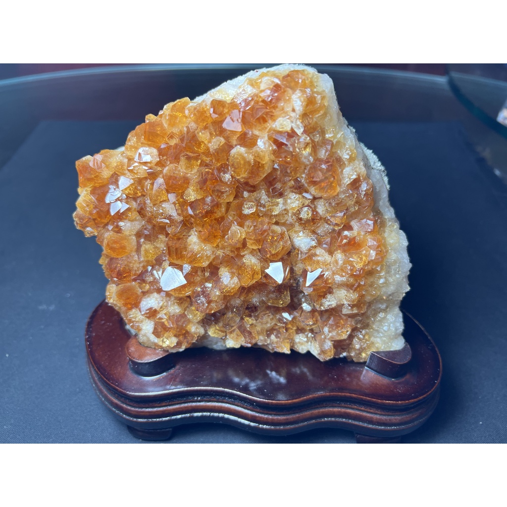 巴西 天然水晶 黃水晶片 黃水晶簇 附木座 No.1