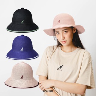KANGOL TROPIC WIDE BRIM STRIPE CASUAL 黑 藍 粉 袋鼠 編織 透氣 鐘型帽