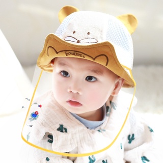 現貨嬰兒防飛沫帽子夏季薄款寶寶防護帽防護面部罩防疫帽