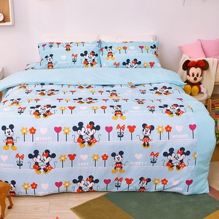 戀家小舖 台灣製床單 單人床包 床包 米奇小花園 迪士尼 米奇 床包枕套組 床包被套組 正版授權