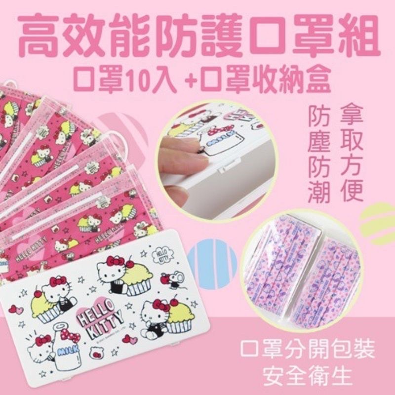 ［現貨］正版三麗鷗Sanrio授權 台灣🇹🇼製造 Hello Kitty高效能防護口罩10入＋一個收納盒