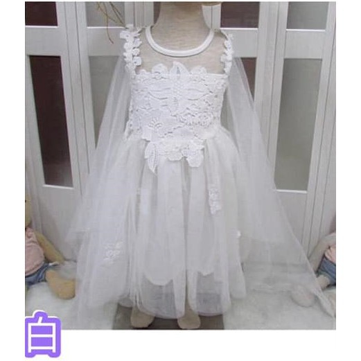 童裝商場* 兒童短袖活動披風白洋裝女童公主裙紗裙禮服夏季白色洋裝畢業白色洋裝洋裝7850