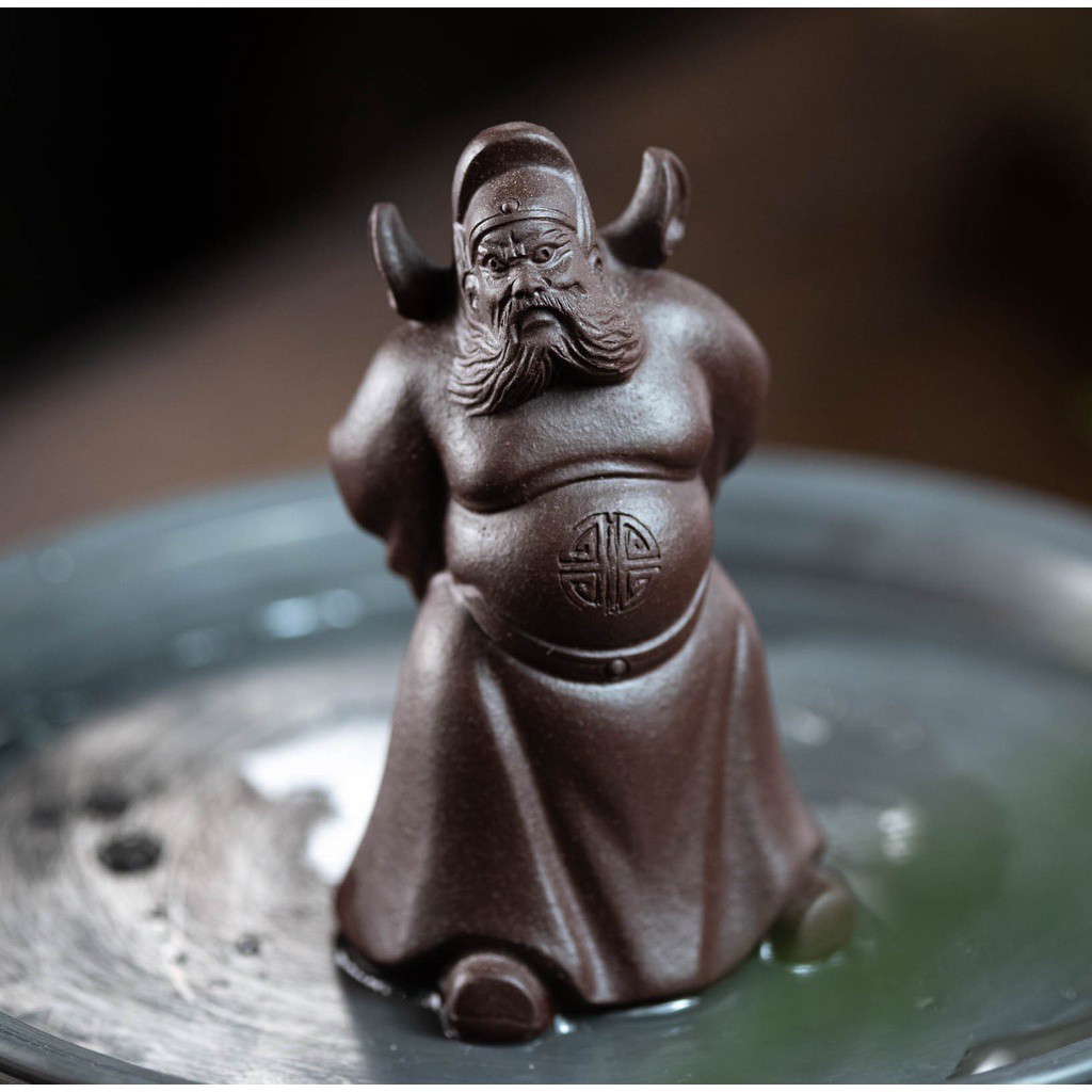 宜興紫砂茶寵鍾馗擺件雕塑茶具配件茶玩可養人物工藝品陶瓷