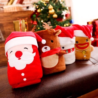✨台灣出貨聖誕節禮物✨僅有一波特價回饋 聖誕節 毛毯 禮物 交換禮物 保暖 可愛 造型 聖誕老人 麋鹿 雪人 薑餅人