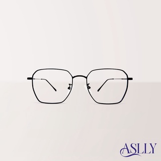 【ASLLY】細黑梯型濾藍光眼鏡 純黑鏡框 梯形 基本款 顯瘦 極簡 S1029