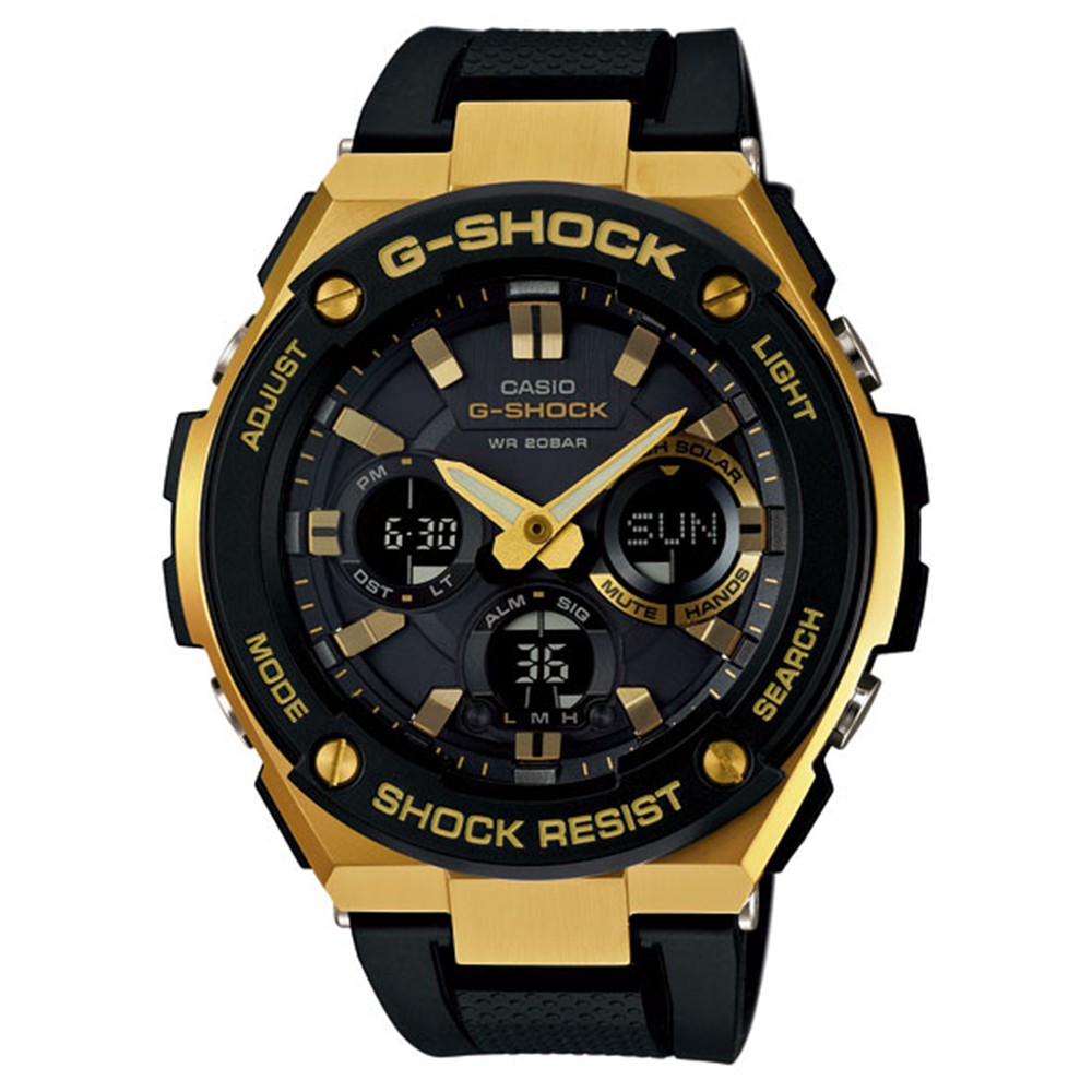 CASIO 卡西歐 G-SHOCK系列Tough Solar太陽能電力手錶-黑金(GST-S100G-1A)ERICA