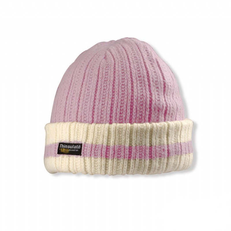 SNOWTRAVEL 3M防風透氣保暖羊毛帽(條紋摺邊) (粉紅)[STAR018d-PIN]