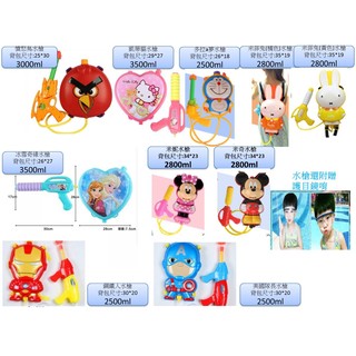 【現貨】可愛卡通圖案造型兒童揹包水槍 加護目鏡