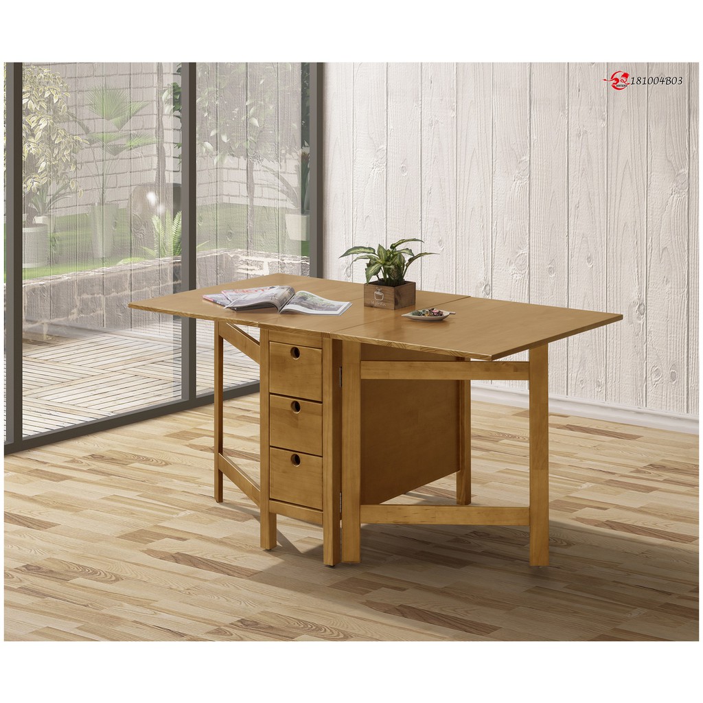 【全台傢俱】AL-23 米蘭 樟木色 5尺功能收合餐桌 台灣製造