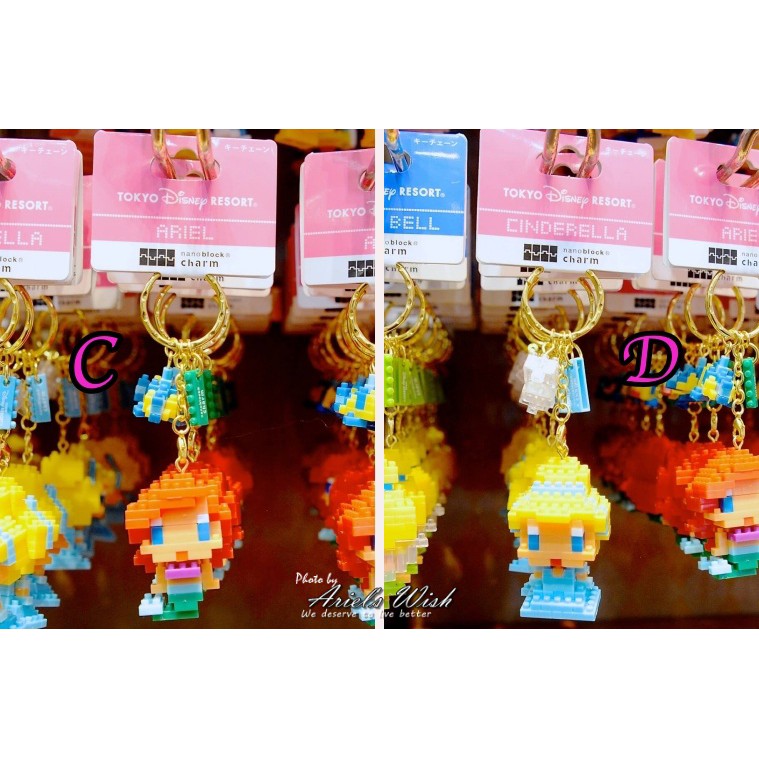 Ariel's Wish日本東京迪士尼白雪公主小美人魚仙度瑞拉貝兒長髮公主唐老鴨黛西米奇米妮樂高LEGO鑰匙圈吊飾-現貨