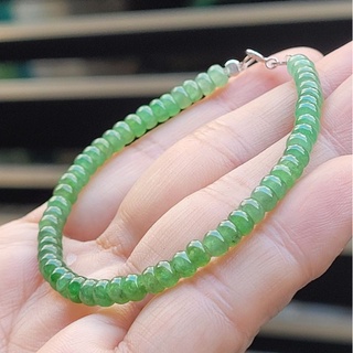 嗨，寶貝銀飾珠寶* 翡翠玉石☆18k金 保證A貨 色澤油亮 算盤珠 冰種菠菜綠 綠翡翡翠手鍊 珠鍊