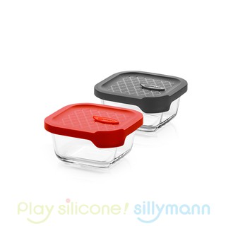 【韓國sillymann】 微波烤箱輕量玻璃保鮮盒(正方型300ml)100%鉑金矽膠