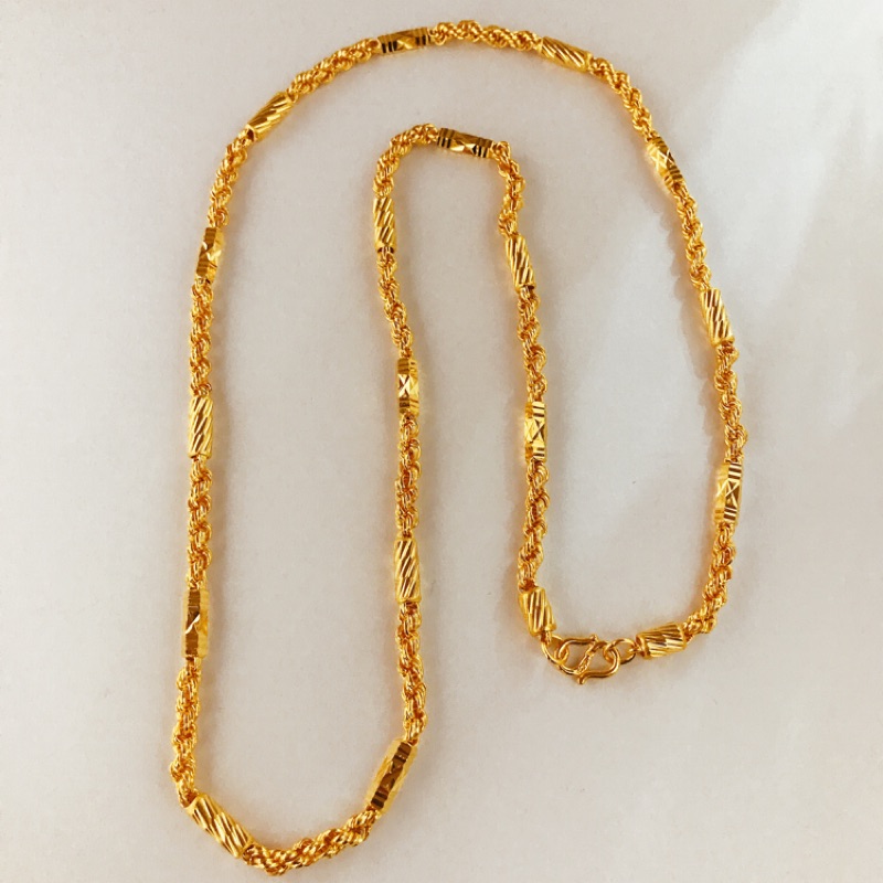 景福珠寶銀樓✨純金✨黃金項鍊 麻花 圓管 亮面 造型 項鍊 1呎9