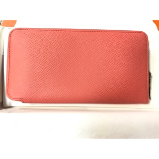 Hermes 經典silk’ln Classique絲巾長夾～玫瑰粉色99.9%新