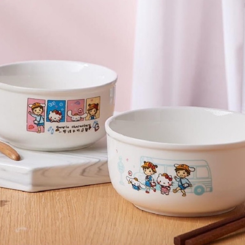 三麗鷗 小學課本的逆襲 Hello Kitty 大耳狗 陶瓷碗二入組