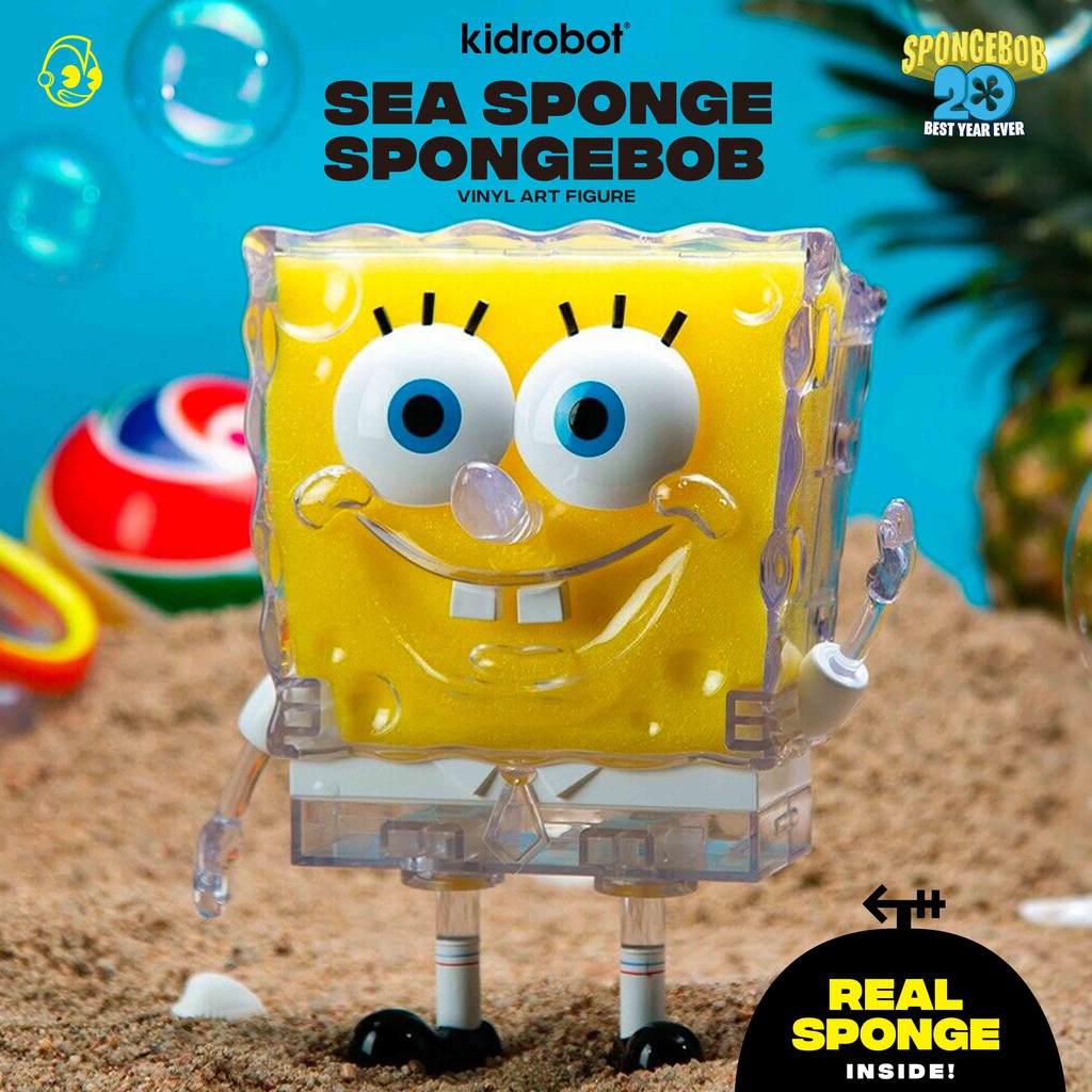 【撒旦玩具 SatanToys】預購 KIDROBOT 透明版 海綿寶寶 潮玩擺件公仔 Spongebob Clear