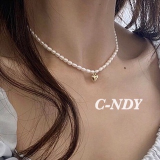 【C-NDY愛心珍珠項鍊】愛心項鍊 珍珠項鍊 愛心珍珠項鍊 項鍊 項鏈 飾品 韓國飾品 韓國項鍊 心型吊墜 東大門項鍊