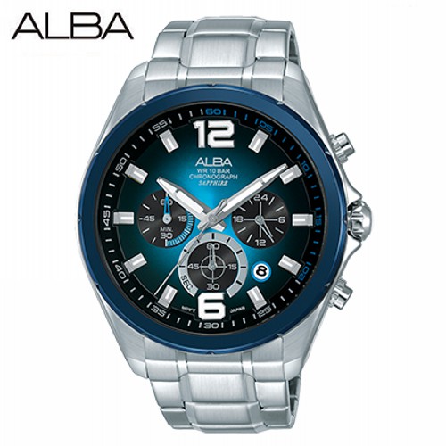 ALBA AT3B79X1《三眼計時男款 藍寶石水晶防刮鏡面》44mm/漸層藍/SEIKO公司貨【第一鐘錶】
