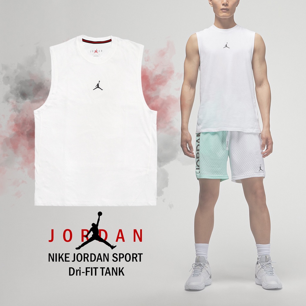 Nike 背心 Jordan Sport 男款 白 無袖 喬丹 透氣 訓練 小logo 【ACS】 DM1828-100