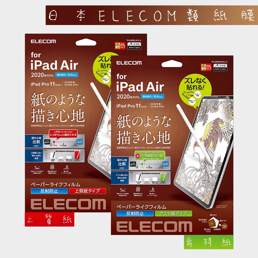 ELECOM擬紙感保護貼易貼版 上質紙 肯特紙 ipad pro 11"/12.9"  ipad air 10.9