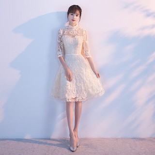 2018新款短款韓版小晚禮服伴娘服派對聚會連衣裙 X0523