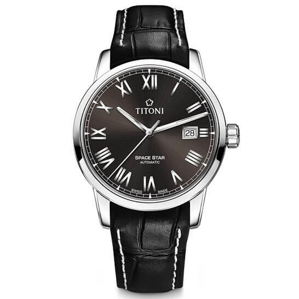 【聊聊甜甜價】TITONI 梅花錶 天星系列 簡約羅馬機械腕錶 / 40mm / 83538S-ST-570