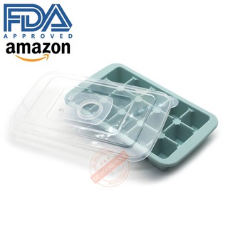 ✭美國亞馬遜熱銷✭15連方格食品級矽膠附蓋冰格模/易脫模冰盒模具/自製冰塊/帶蓋矽膠製冰盒