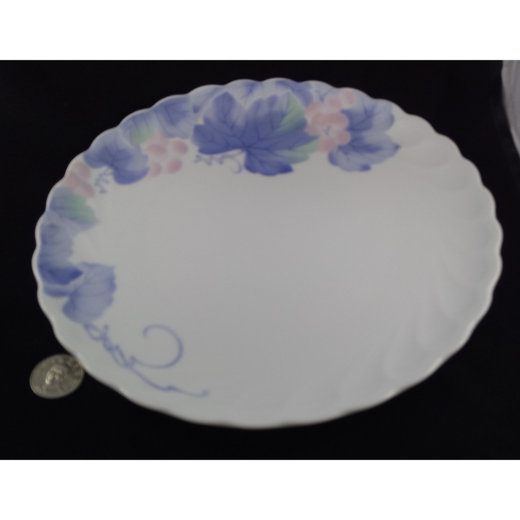 藍花大盤盤子圓盤菜盤餐盤水果盤點心盤湯盤餐具廚具台灣製陶瓷瓷器食器可用於微波爐電鍋 蝦皮購物