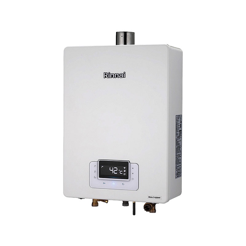 林內RUA-C1630WF_NG1屋內強制排氣型熱水器(16L)(無線遙控器/三段火排/水量伺服/標配) 大型配送