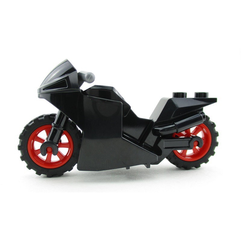 【台中翔智積木】LEGO 樂高  Motorcycle 黑色 重型機車 摩托車 機車 (紅輪框)