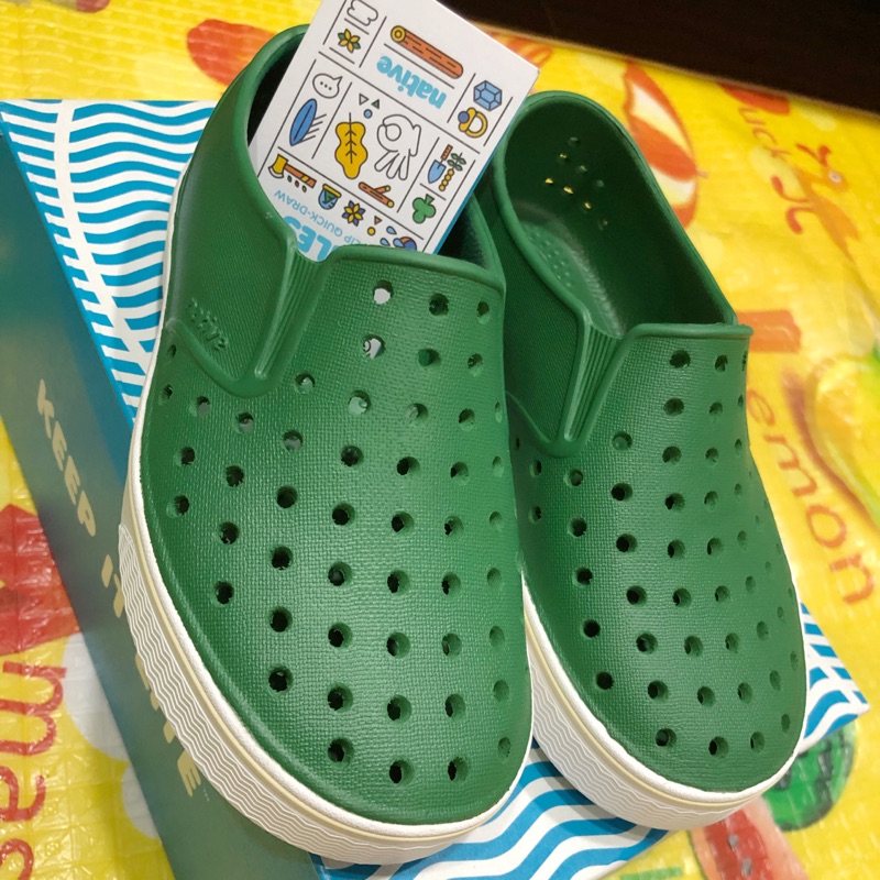 全新 native 童鞋 正品 miles系列 小邁斯 綠色 洞洞鞋 防水鞋