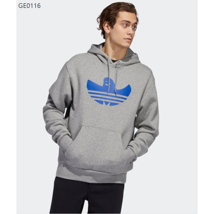 Adidas 愛迪達 三葉草  外套 衛衣 GE0116 連帽 加絨簡約灰色logo外套男款