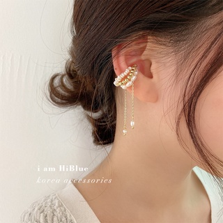 天然珍珠流蘇耳夾韓國設計感高級感超仙磁鐵耳骨夾無耳洞耳釘耳飾