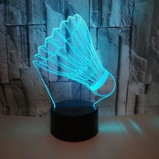 個性創意七彩觸摸遙控羽毛球創意3D台燈 家居裝飾禮品3D小夜燈 創意燈 USB充電燈 小夜燈