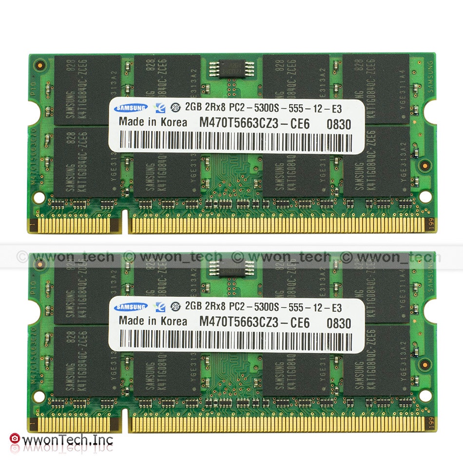 4gb (2X2GB) DDR2 667MHz 2Rx8 PC2-5300s 555-12 SO-DIMM 筆記本電腦內